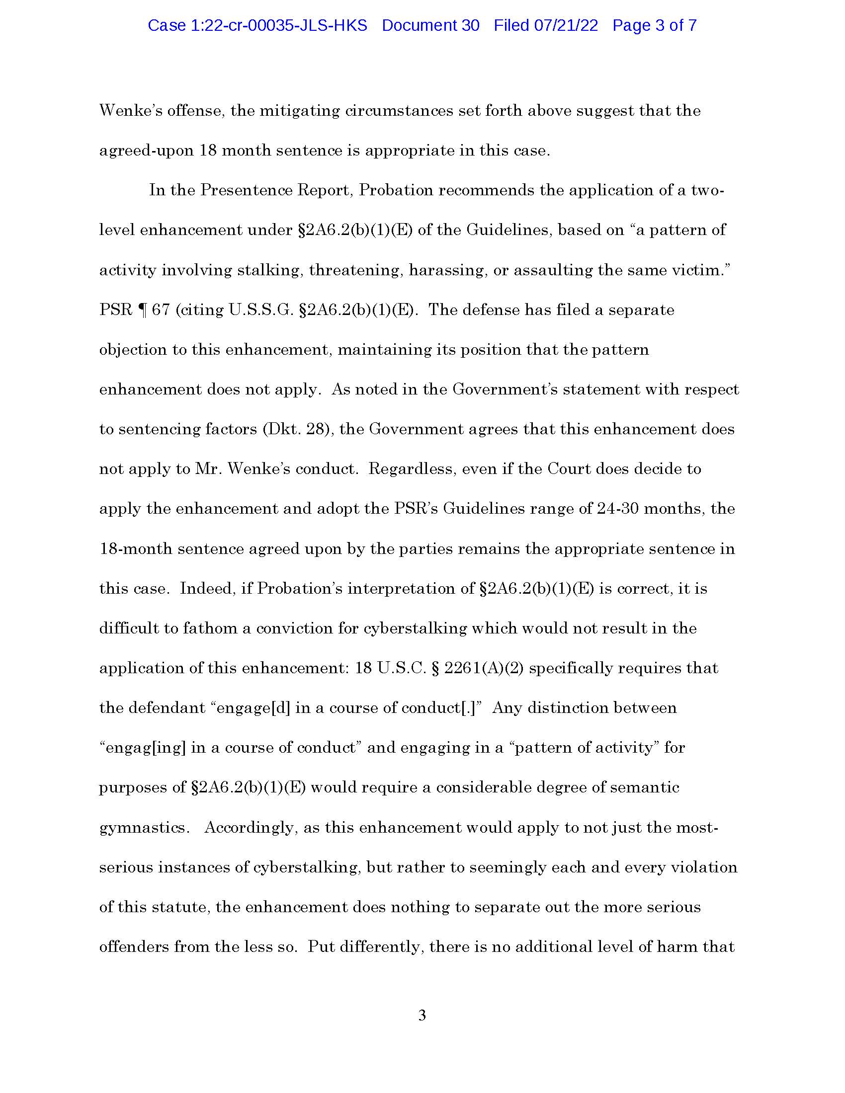 usa v. luke wenke sentencing memorandum july 2022