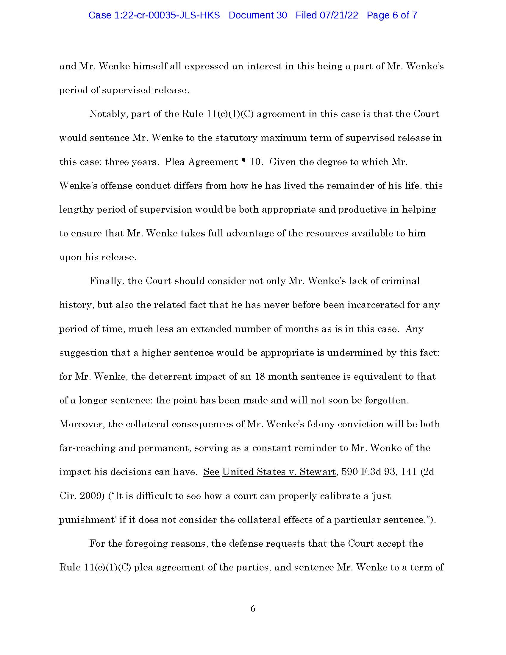 usa v. luke wenke sentencing memorandum july 2022