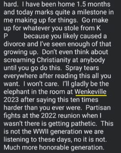 luke wenke facebook screenshot wenkeville theft 2023