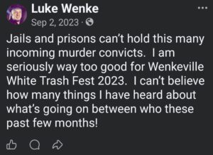 luke wenke facebook screenshot wenkeville 2023