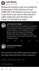 luke wenke facebook screenshot wenkeville 2023