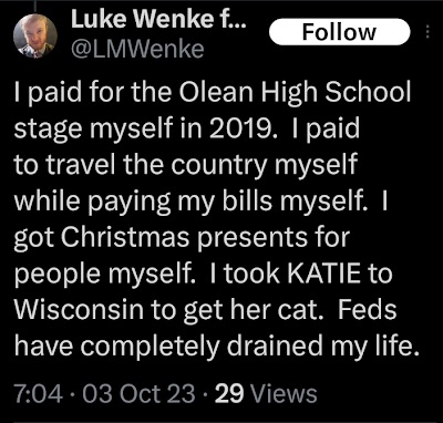 luke wenke blames the federal government for his romantic failures and solitude october 2023