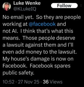 luke wenke x twitter screenshot threats to sue facebook 2025