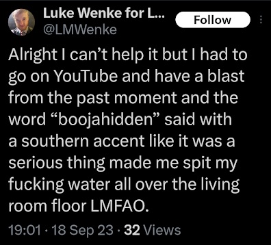 luke wenke reflect on imaginary fond memories of stalking victim benjamin ryan teeter x/twitter screenshot september 2023